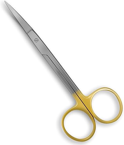 Tijeras de laboratorio de carburo de tungsteno 45 pulgadas curvadas mango de anillo de dedo dorado 5 veces más fuertes que el acero inoxidable