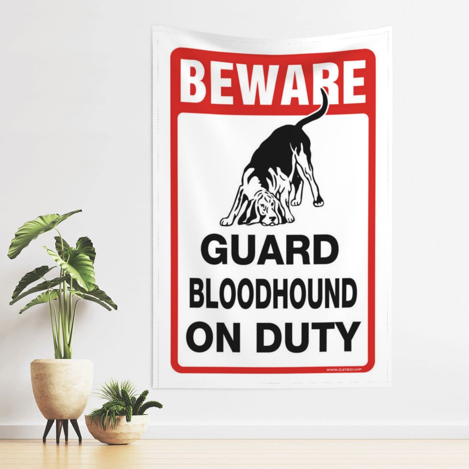 Pravoxi Men's One Color Sports Bar Decor Beware! Guard Bloodhound On Duty Tapestry Sports Bar Decor Tapestrys(100X150cm)