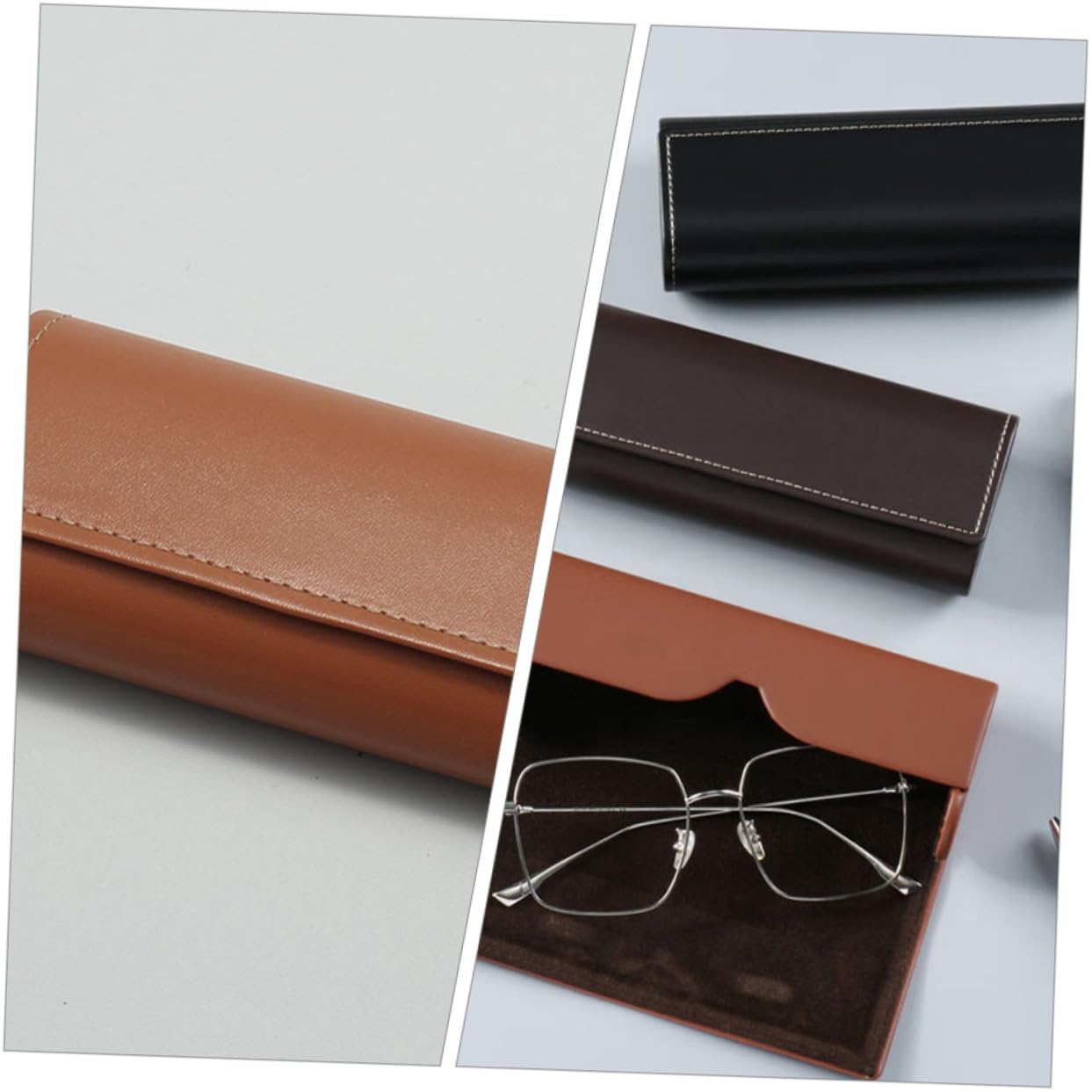 Healeved custodia per gli occhiali donne leggere sottile protettivo custodia per occhiali da sole tu custodia per occhiali da viaggio custodia per occhiali portatile pelle Cioccolato