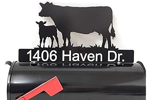 Artistic Metal Country Collectable Farmhouse Ranch Black Cow Calf Pair 2 Metal Mailbox Topper