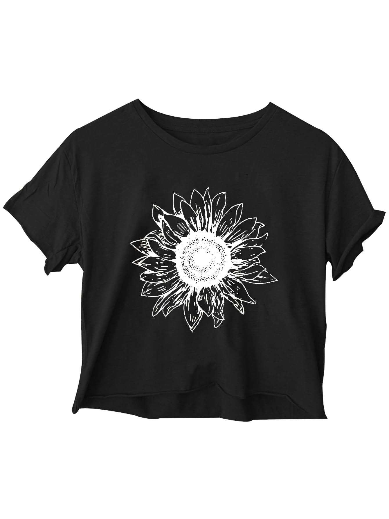 Women's Casual Summer Crop Top Cute Sunflower Graphic Crop Top for Teen Girl