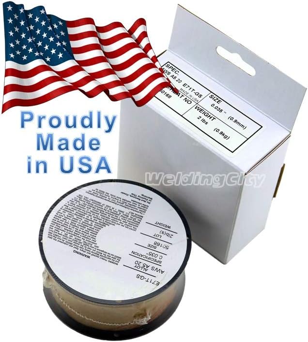 WeldingCity USA Made Gasless Flux Core E71T-GS .030" (0.8mm) Mild Steel MIG Welding Wire 2-Lb Spool Pack of 2