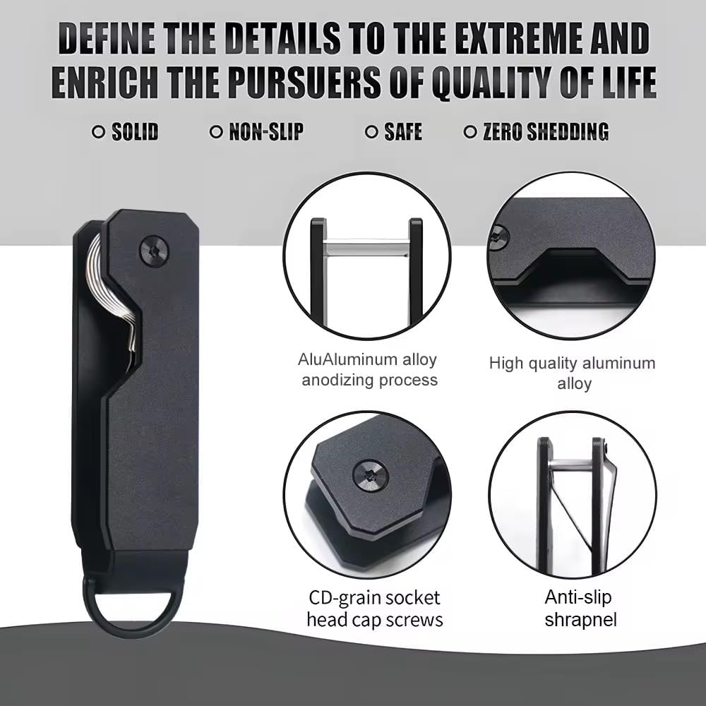 Minimalist Key Organizer – Compact Key Holder for 6 Keys, Durable & Lightweight with Keyring Loop, Anti-Loosening EDC Design