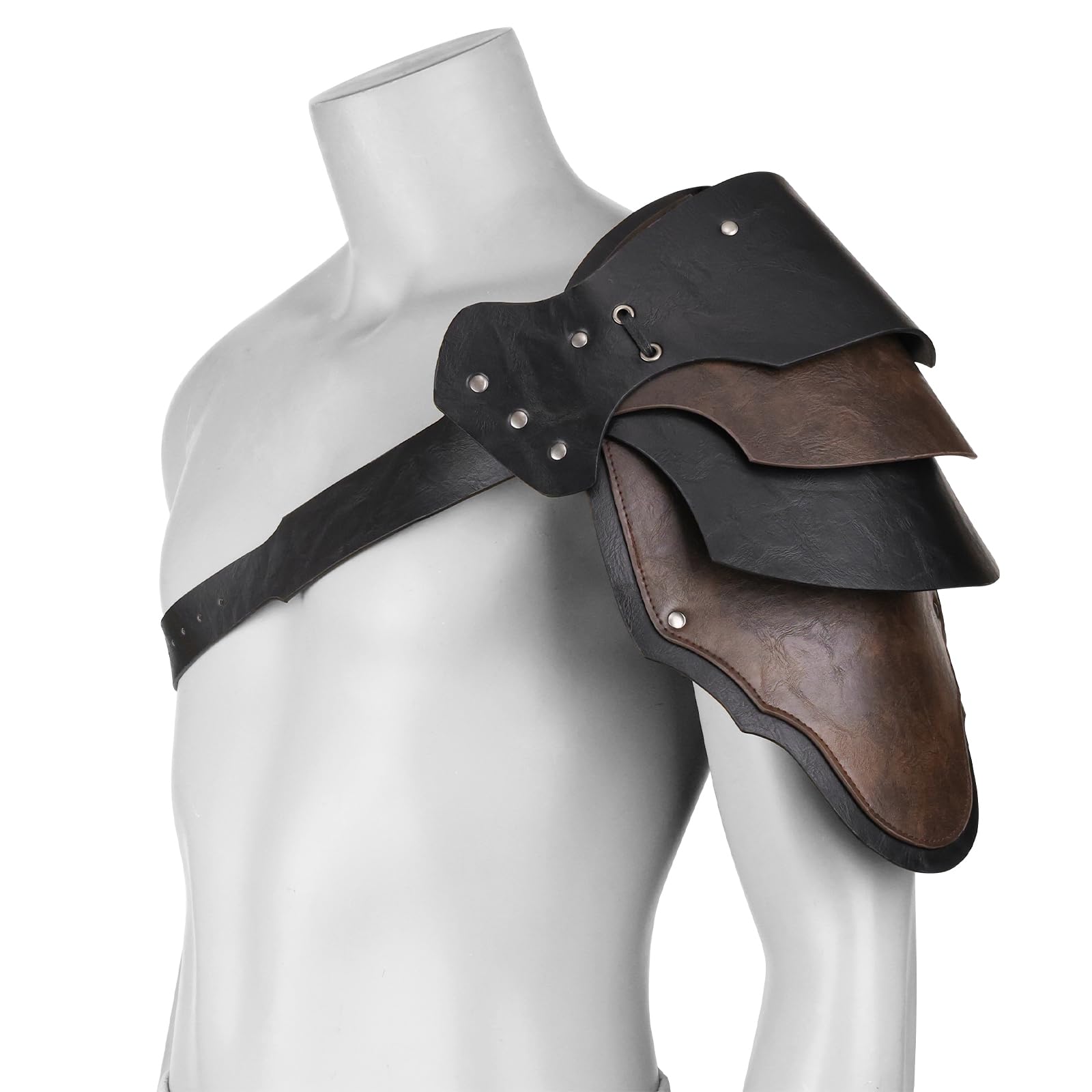 HiiFeuer Mittelalterliche Lederrüstung, verstellbare Einzel-Schulterpanzerung im Wikinger-Stil, Kostümzubehör für LARP und Mittelalterfest