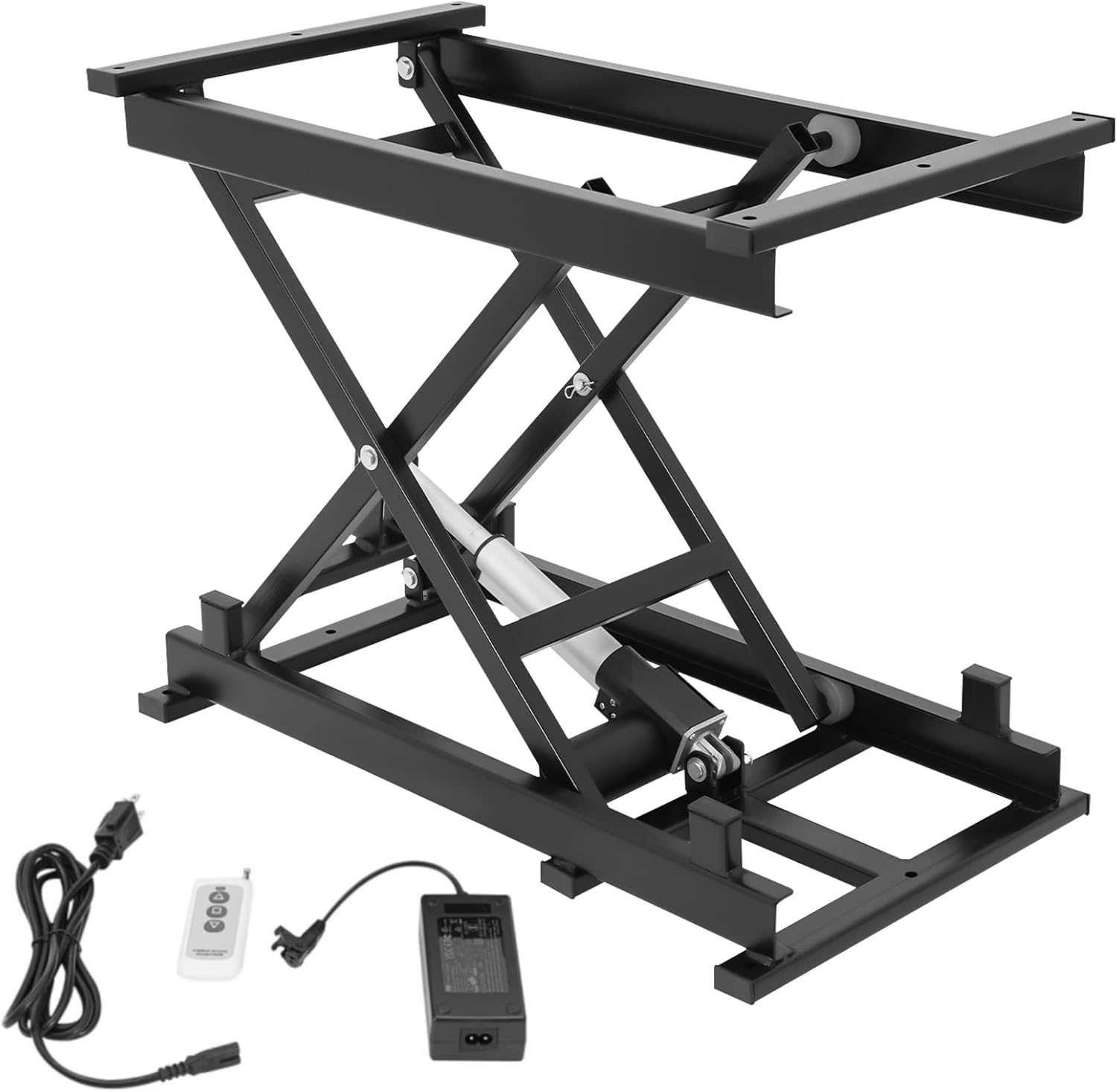 Electric Scissor Lift Table 350Lbs Capacity Hydraulic Lift Table Heavy Duty Scissor Lift with 7.83-26.77in Adjustable Height & Remote 24V Lifting Platform Electric Lifts for Material Handling