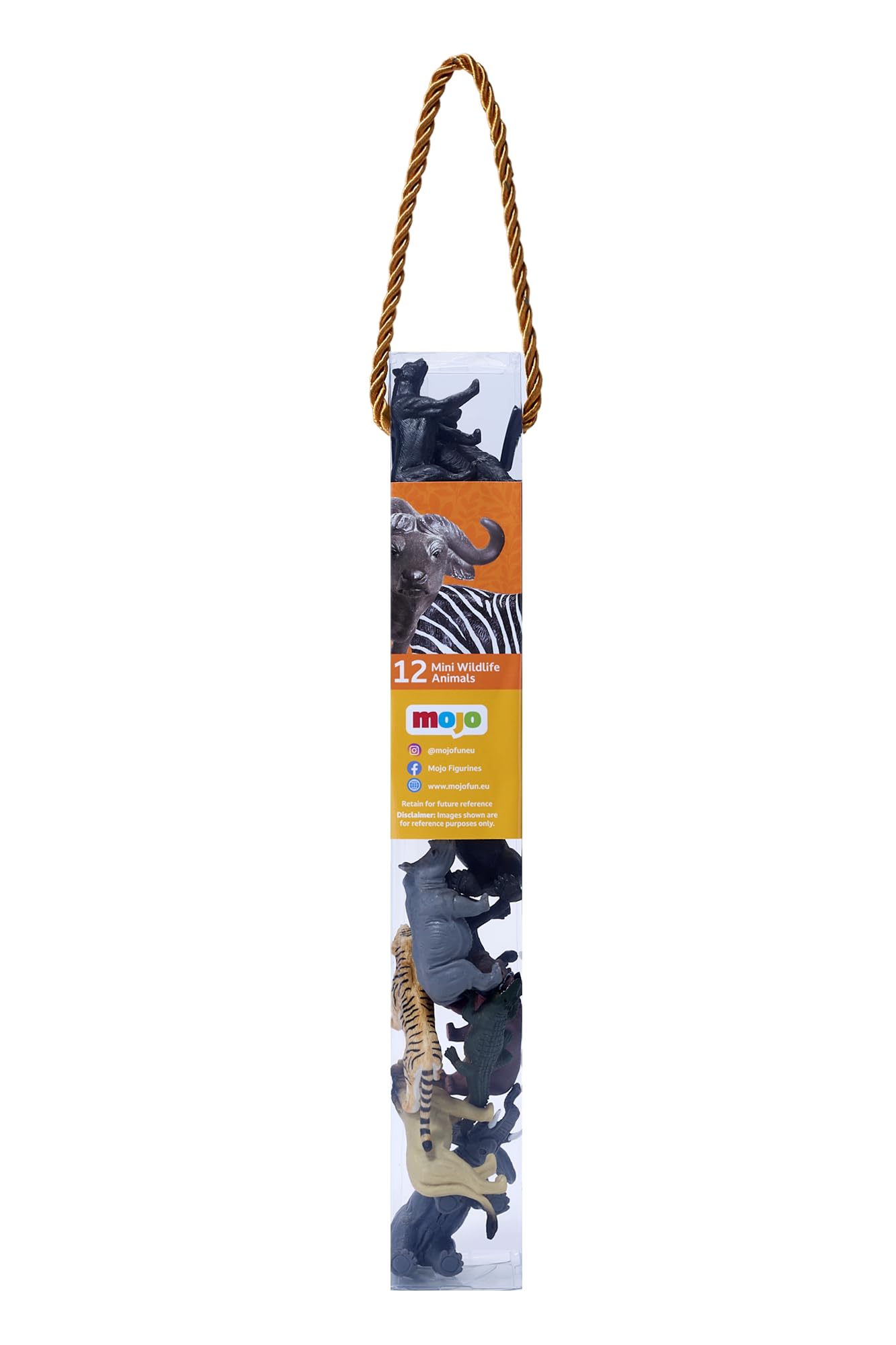 MOJO, African Wildlife Mini Worlds Tube Playset 12pc Lions, Giraffe, Gorilla, Panther, Rhino, Elephant, Zebra, Tiger, Hippo - Image 2