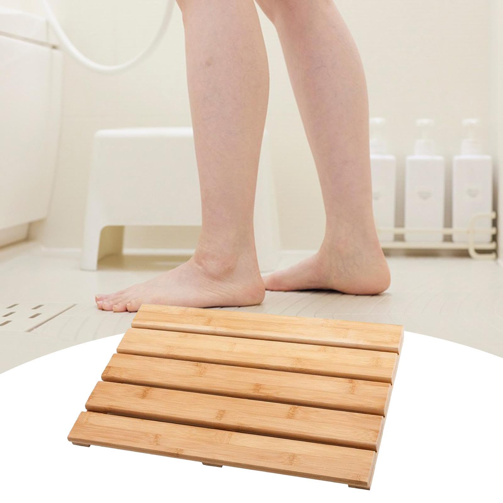 Tapis de bain surélevé en bambou à séchage rapide résistant à l'eau 50 x 33 x 3,5 cm pour douche, spa, salle de bain