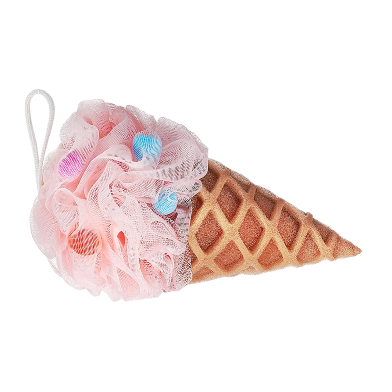 Anneome Cute Ice Cream Bath Sponge Soft Portable Shower Pouf Fun Exfoliating Loofah for Adults Lightweight for Home Travel Outdoor Use