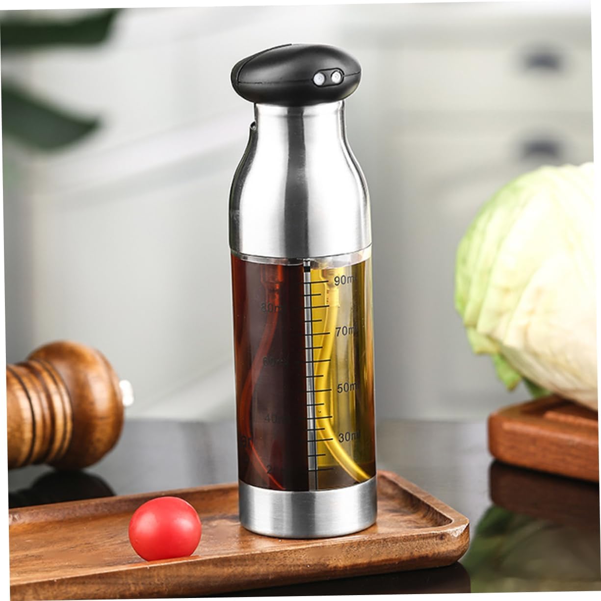 Oil Sprayer Bottle Double Nozzle Olive Oil Dispenser for Cooking Barbecue Baking Kitchenware with Transparent Design Control Oil Quantity Easily
