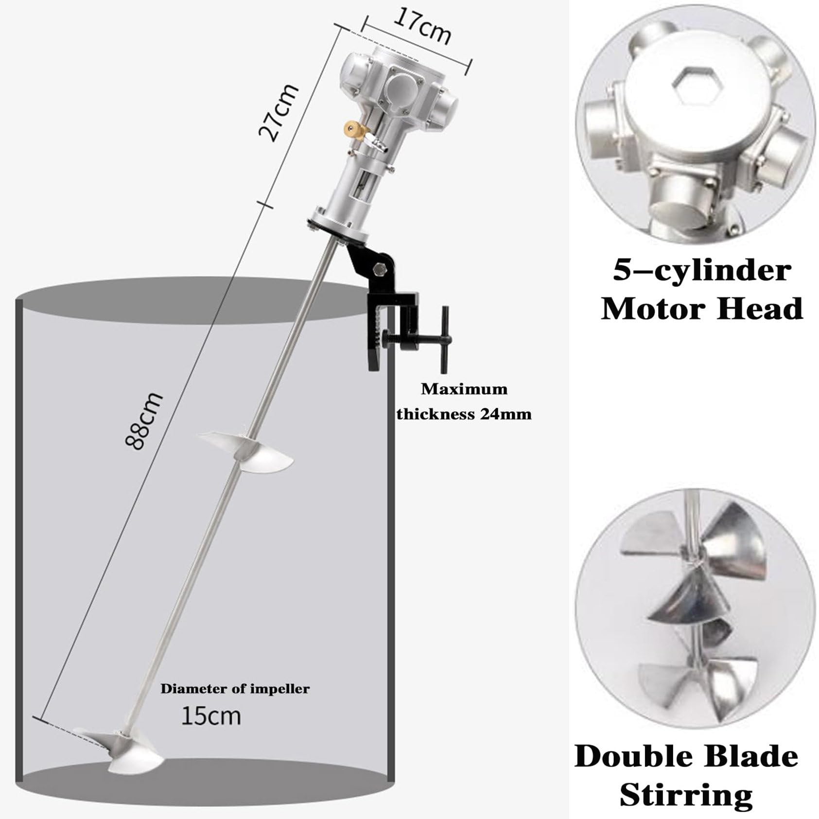 Máquina de agitación automática, agitador neumático para Materiales de Pintura y Recubrimiento, Tanque de Acero Inoxidable con Soporte de Clip