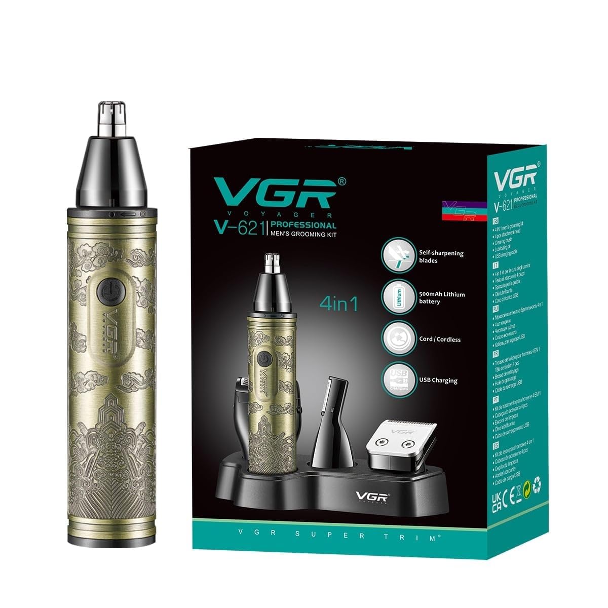 VGR V-621 Professional 4 in 1 Grooming Kit with 500mAh Lithium battery, All in one Trimmer for Men, Suitable for Face, head, Nose, Ear & Body Grooming, 90 min Runtime (Gold) 1 Year Warranty (B0CWD8CDKM) Amazon Price History, Amazon Price Tracker