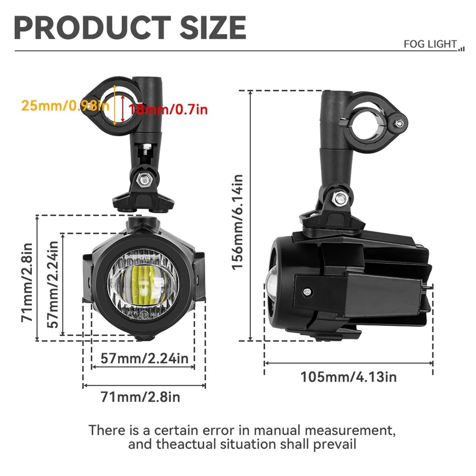 Generico Faro del Motociclo Lampada Ausiliaria Universale per Fendinebbia per Moto, Faretti per, Faro Aggiuntivo per Ducati