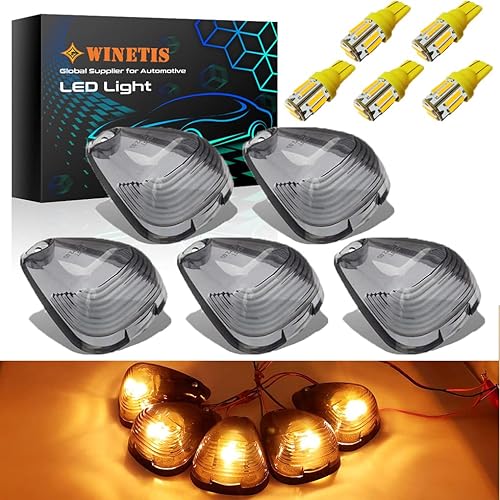 5 luces marcadoras de techo con bombillas LED ámbar de repuesto compatibles con Ford F150 F250 F350 F450 F550 F650 F750 F750 E150 E250 E350 E450