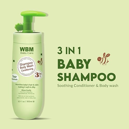 Miniatura 4 de WBM Care Natural Baby Body Wash con miel, germen de trigo y aceite de oliva orgánico, nutre la piel del bebé, 10 onzas
