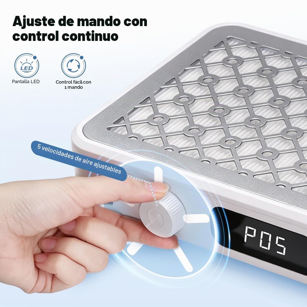 Janolia Aspirador de polvo para uñas con doble turbina – Potencia de succión x5, 139 CFM – Extractor profesional con ajuste continuo de la velocidad – para salones y uso doméstico