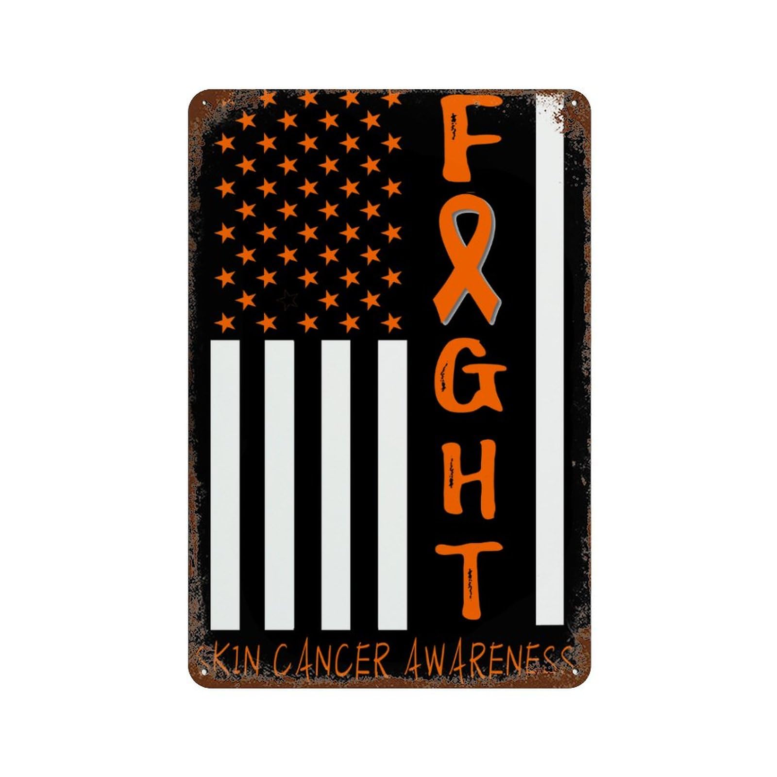 KWQDOZF Breast Cancer Warrior Support Squad Skin Cancer Awareness Theme Metal Tin Sign,Vintage Iron Hanging Plate Vertical with Rust Poster Wall Decor 8x12inch