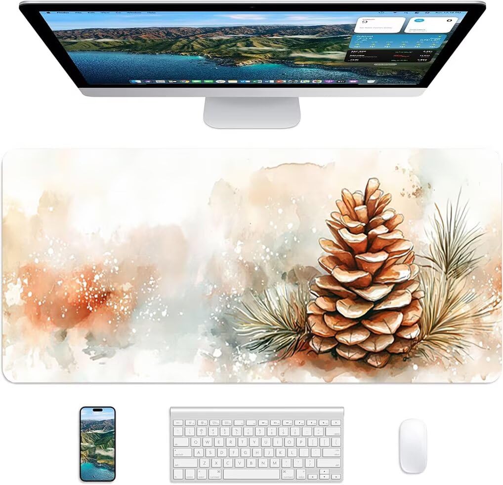 Wxuaixnn Pianta Tappetino per Mouse Gaming XXL, 160x80cm Tappetino da Scrivania, Bianco Mousepad con Bordi Cuciti per Gamer e computer portatilea, Migliora la Precisione e la velocità -10111