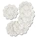 TideTex 6Pc Handmade Hollow Out Lace Crochet Vintage Floral 8" Round Beige Cotton Table Placemats Doilies Set Beige Cup Pads Vase Pads Decoration Value Pack