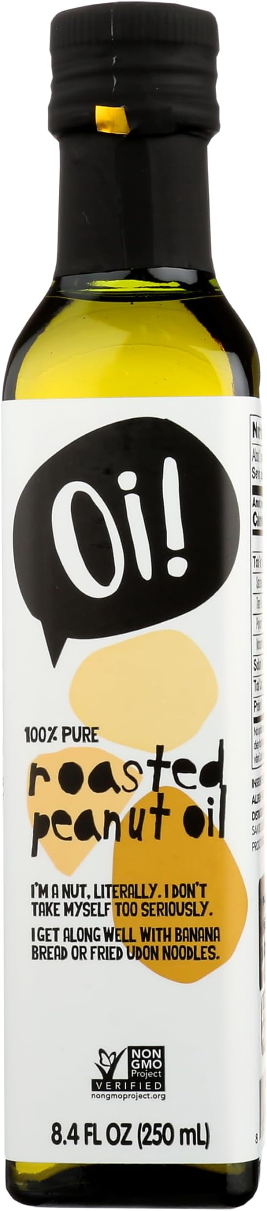 Oi! Roasted Peanut Oil 8.4 oz, Non-GMO, Gluten Free for Cooking, Baking and Grilling