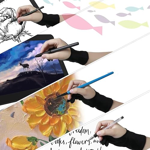 Miniatura 6 de GAOMON Guante de dos dedos para tableta de dibujo, pantalla de bolígrafo y creación de bocetos, soporte de tamaño libre para mano izquierda y derecha