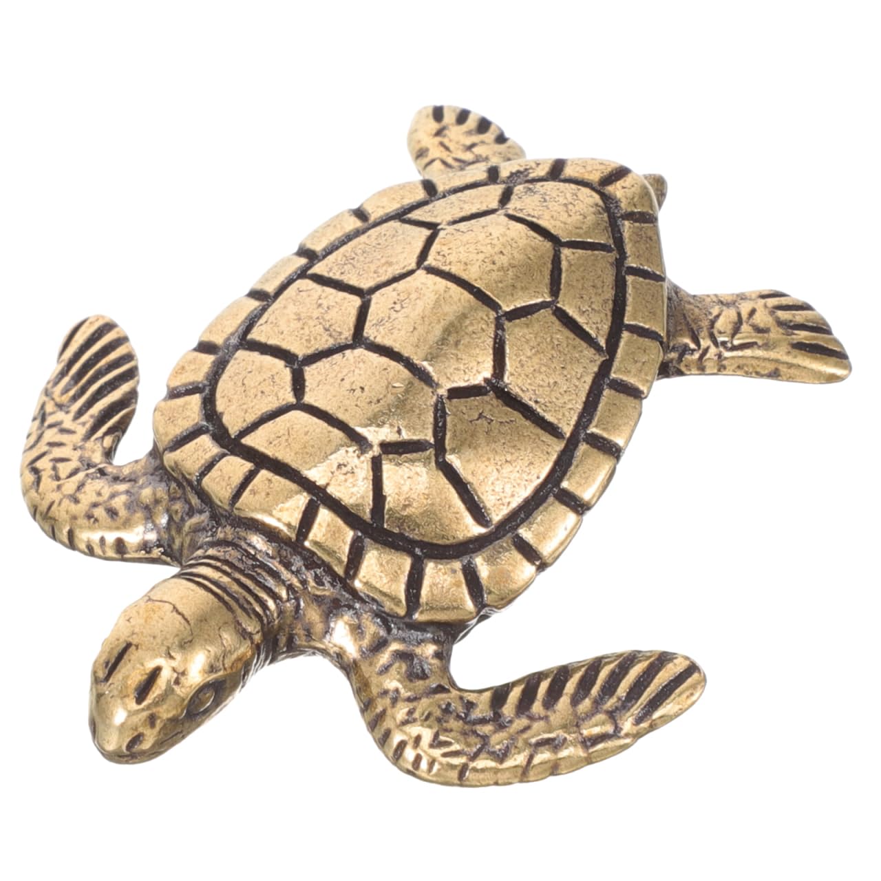 TEHAUX Vintage Copper Turtle Ornament 1.77 Inch Retro Tortoise Figurine Desktop Sculpture Table Decor Home Office Bookshelf Decoration