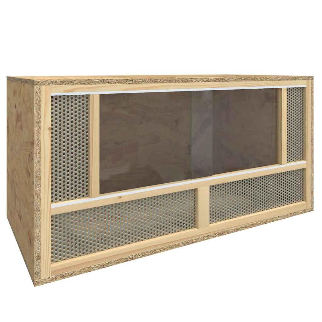 Terrarium Holzwerkstoff 80x40x40 cm Käfig Kleintierkäfig Kaninchenstall Meerschweinchenkäfig Nagerkäfig Indoor Outdoor mit Glas Stahl Gehege Schutz für Garten Wohnzimmer