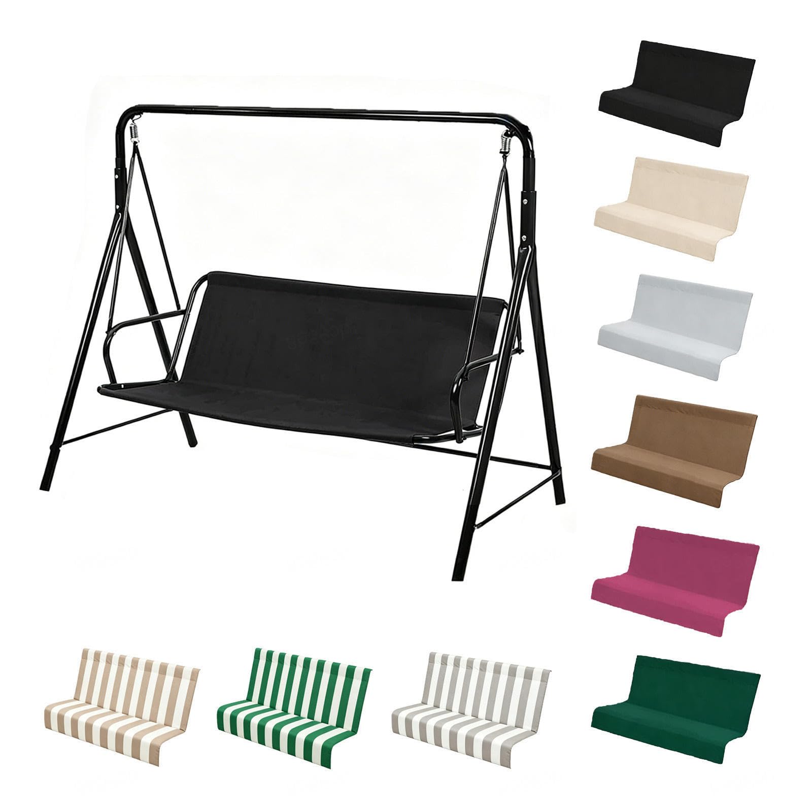 Swing Seat Cover Replacement 600D Thickened Waterproof Oxford Waterproof Chair Bench Replacement Cover for 2/3 Seater Patio Garden Swing Chair ,Black-44.5×18.5×18.5in
