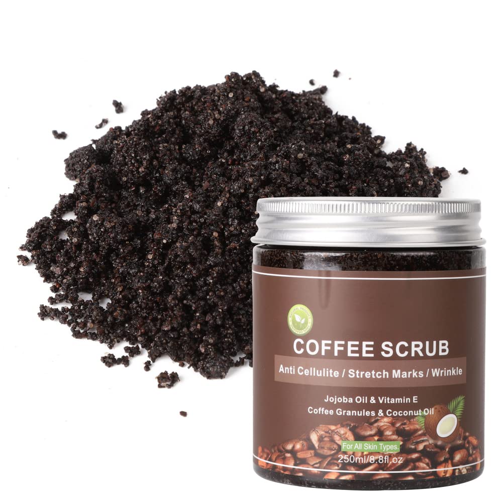 Hocossy Coffee Scrub - Body Scrubs for Women Exfoliation for Exfoliate Anti Cellulite & Moisturize Body Skin Face, Hand, Foot Exfoliating Scrub （8.8FL.OZ.）