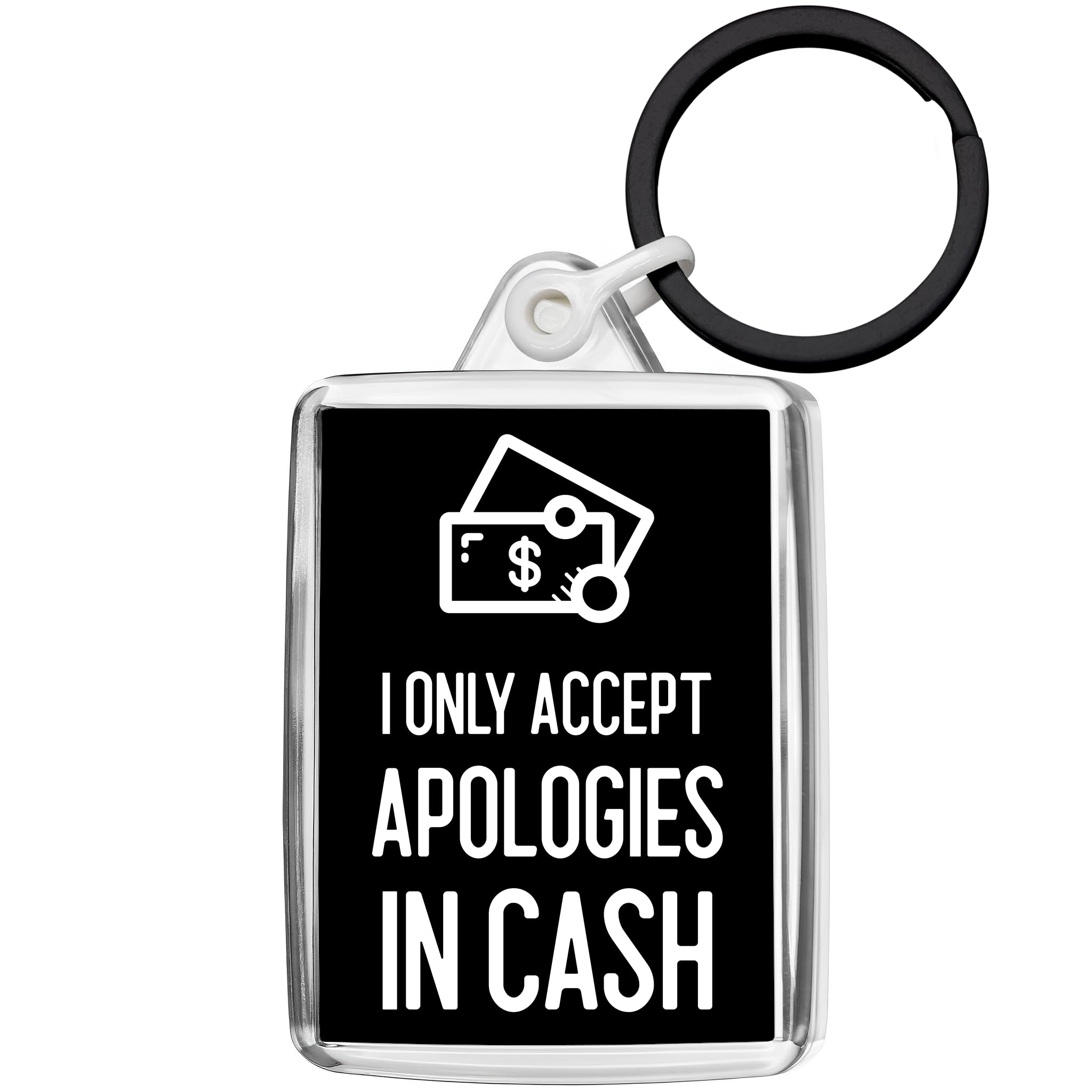 Pixly Unisex Clear Pixly® I Accept Apologies In Cash Keyring Key Fob Keychain Joke Keepsake Funny Gift For Him Her