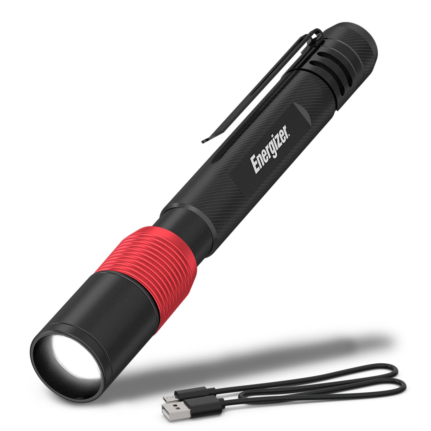 EnergizerRechargeable Penlight, 400 Lumens, IPX4 Water-Resistant, Lightweight Metal Compact Flashlight, Best Indoor and Outdoor Rechargeable Flashlight, Micro-USB Charging Cable