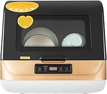Countertop Dishwasher, Portable Dishwasher with 7.8L Built-In Water Tank Washing-Up Machine with 3 Programs 360  Spray Arm, Air-Dry Function and Fruit Cleaning for Apartments Dorms RV