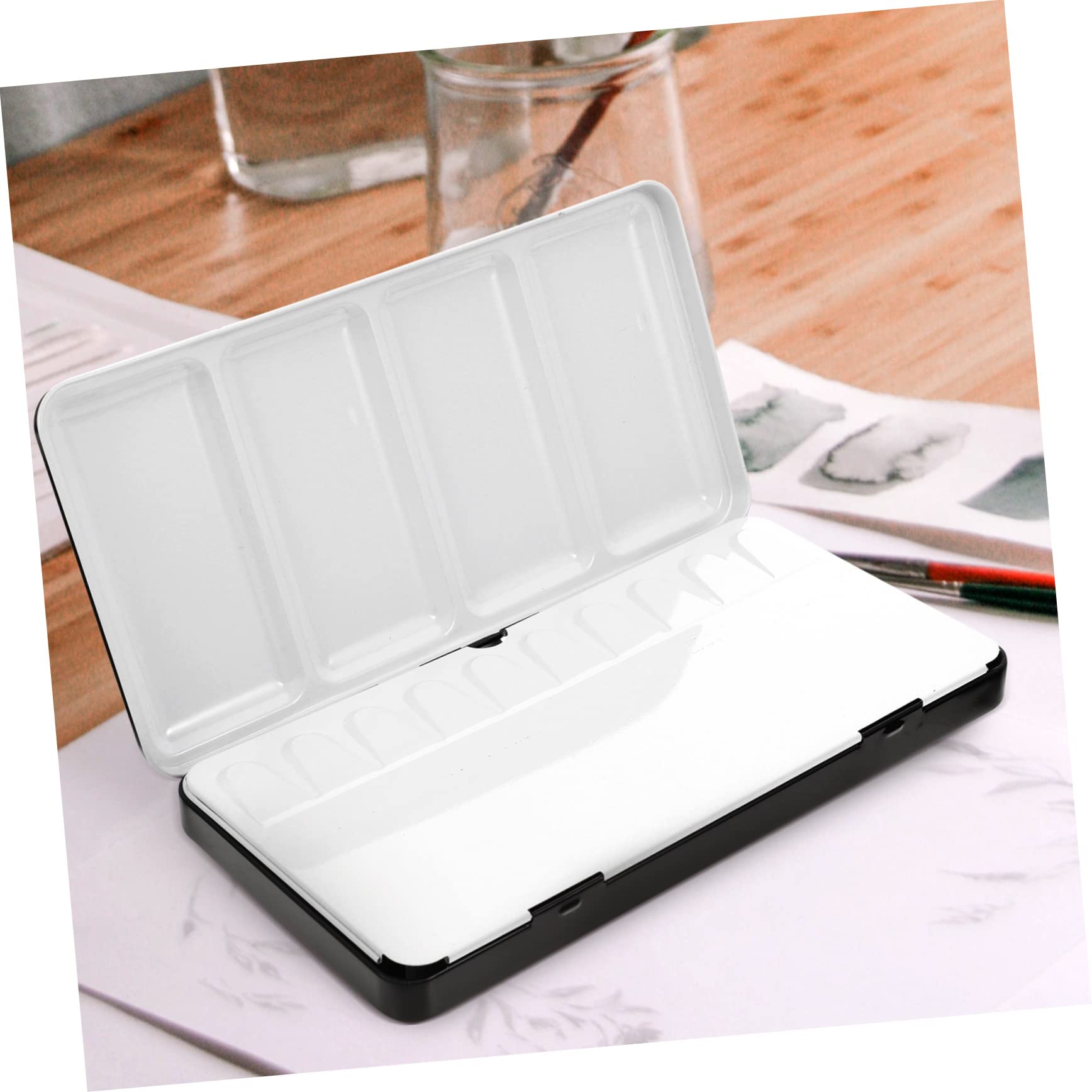 Caja Metálica Vacía para Acuarelas, Portátil y Reutilizable, Color Negro