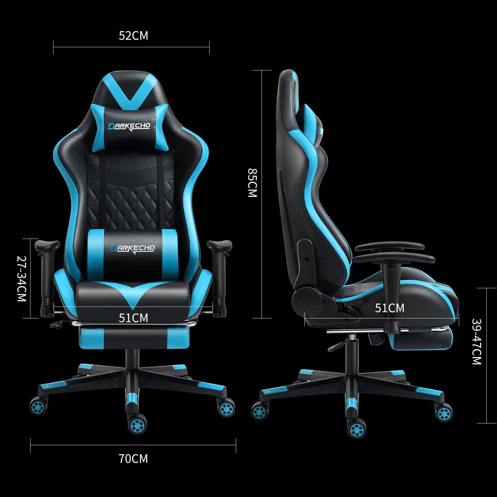 Amazon.co.jp: Darkecho ゲーミングチェア オットマン付き マッサージ