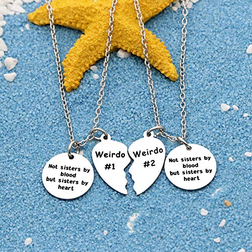 Best Friends Necklace Gift,2pcs Heart Pendant Adjustable Long Necklace"Side by side or miles apart best friends are always close at heart"Friendship Jewelry3