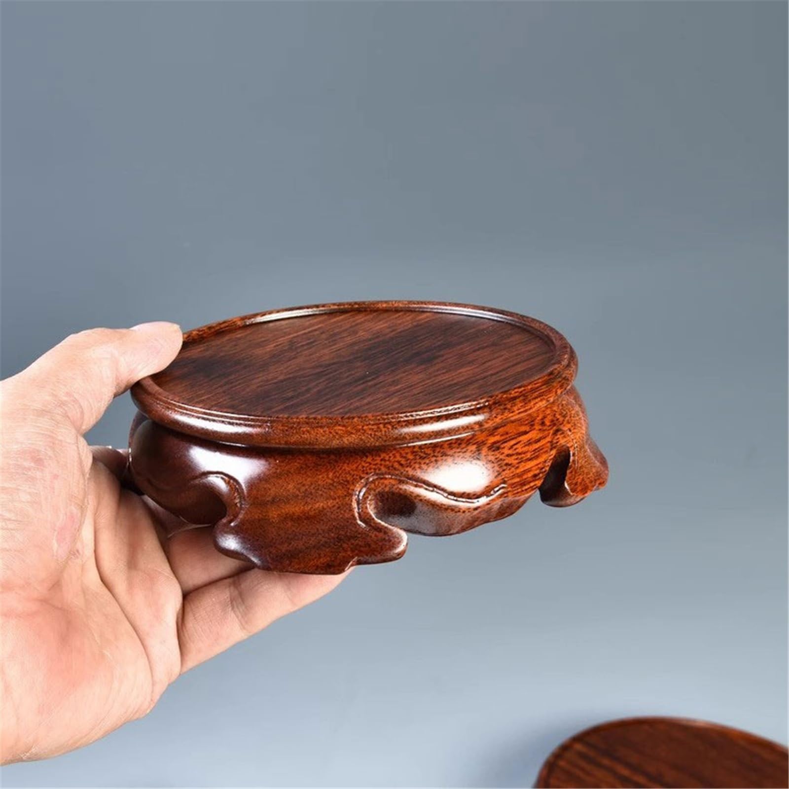 Vase Sockelständer Minimalistischer Holzschnitzsockel, runder Bastelsockel for Bonsai-Teekannen, Vase Home Dekoration(Klein)