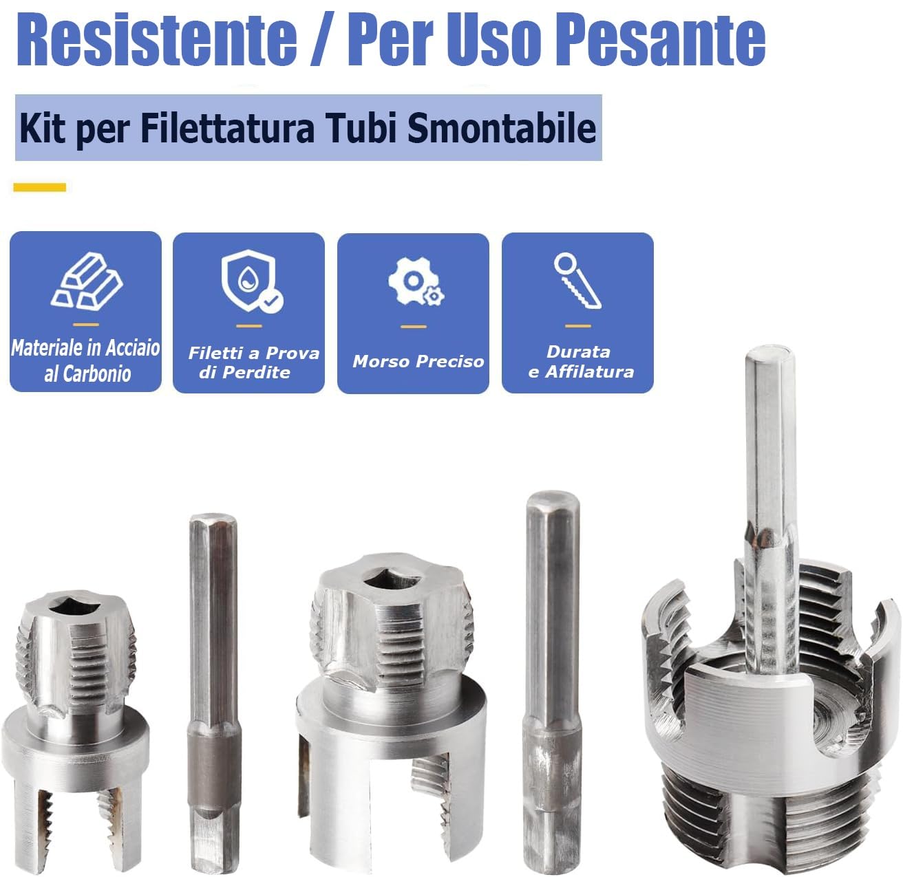 Mesee Kit per Filettatura Tubi PVC, Strumento per Filettatura Interna ed Esterna Integrata, Compatibile con Trapano Elettrico, Adatto per Tubi PVC/PPR da 1/2", 3/4", 1", per Installazioni e Riparazion