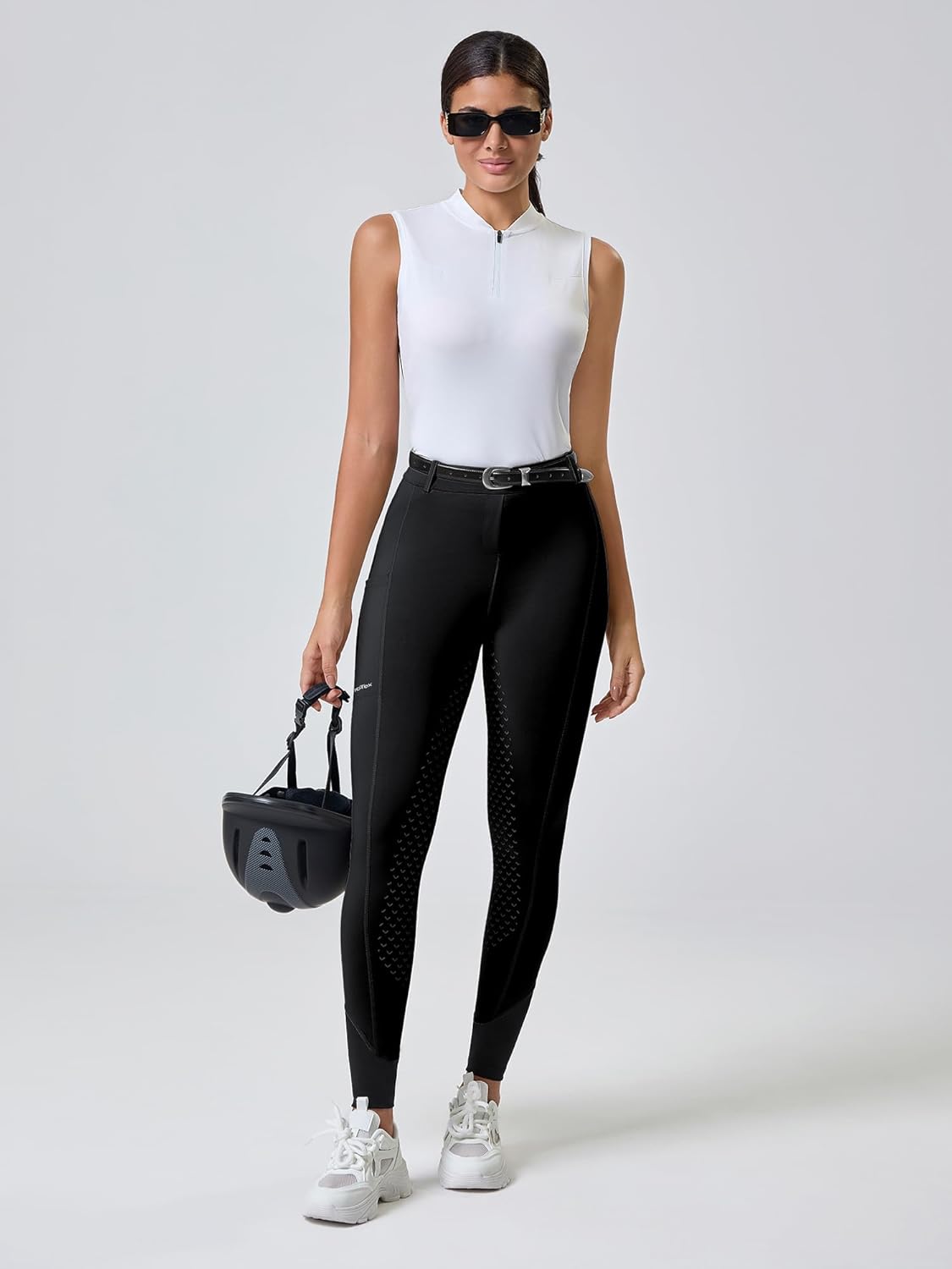 Women's Horse Sports Riding Tights Pants Knee-Patch Equestrian Breeches Horseback Schooling for Women