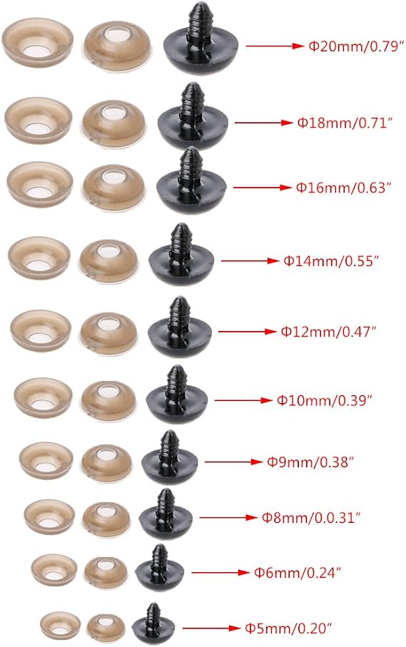 100Pcs/Bag Plastic Safety Eyes Plastic Eyes with Washers DIY Doll Toy Eyes Black Plastic Safety Eyes Puppets Doll with Washers