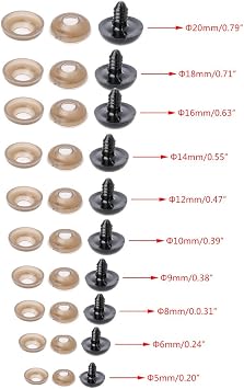 100Pcs/Bag Plastic Safety Eyes Plastic Eyes with Washers DIY Doll Toy Eyes Black Plastic Safety Eyes Puppets Doll with Washers