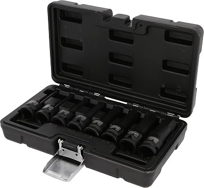 KS Tools – 911.0902 – Jeu de douilles mâles à chocs 6 Pans 1/2′ – L.75 mm – Outillage mécanique auto – Malette de rangement et de transport en chrome molybdène – 8 Pièces