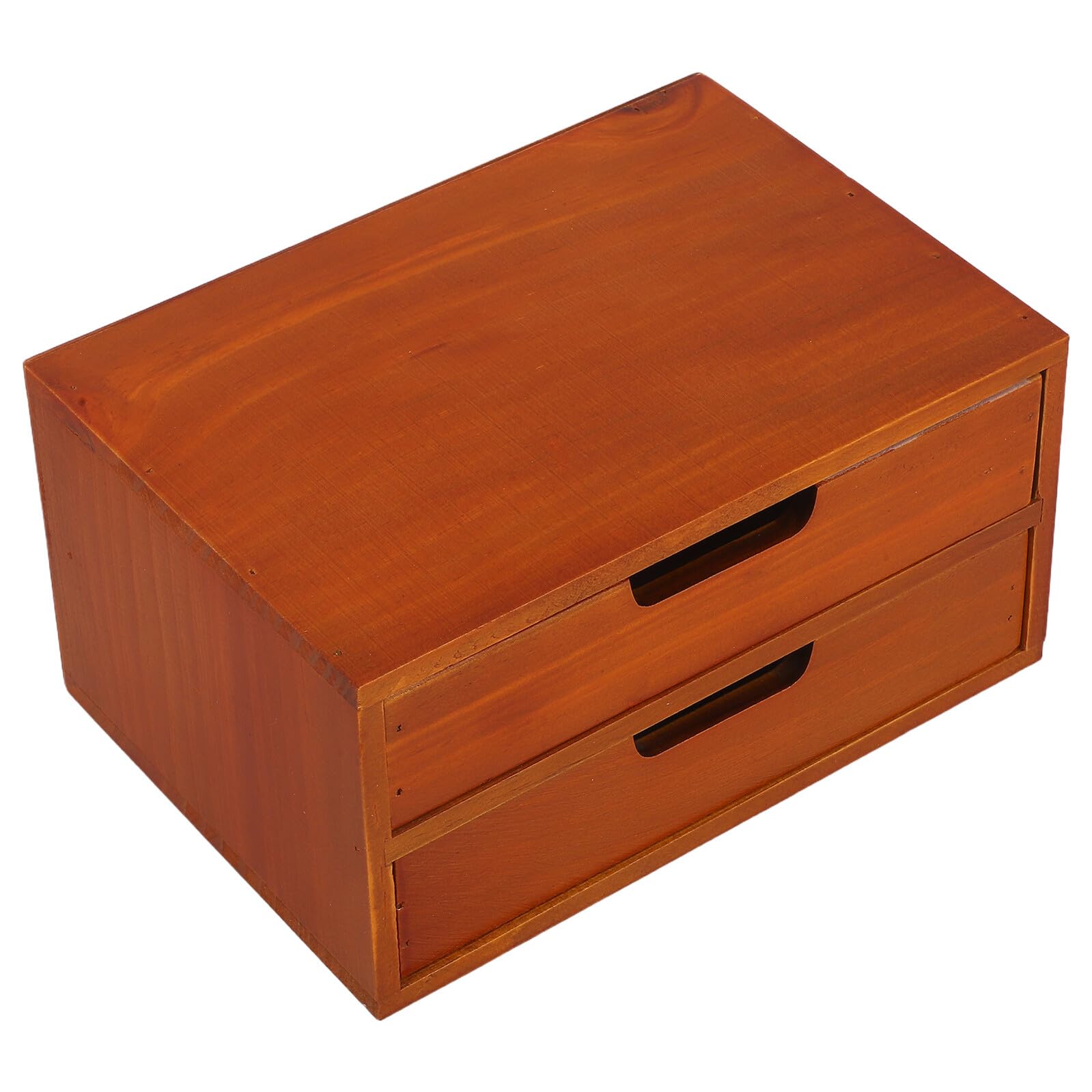 Schreibtisch Organizer mit 2 Schubladen, Braun, Vintage | Doppellagige Ausführung, Kompakte Aufbewahrungseinheit für Büro und Bastelzubehör, Rustikale Optik