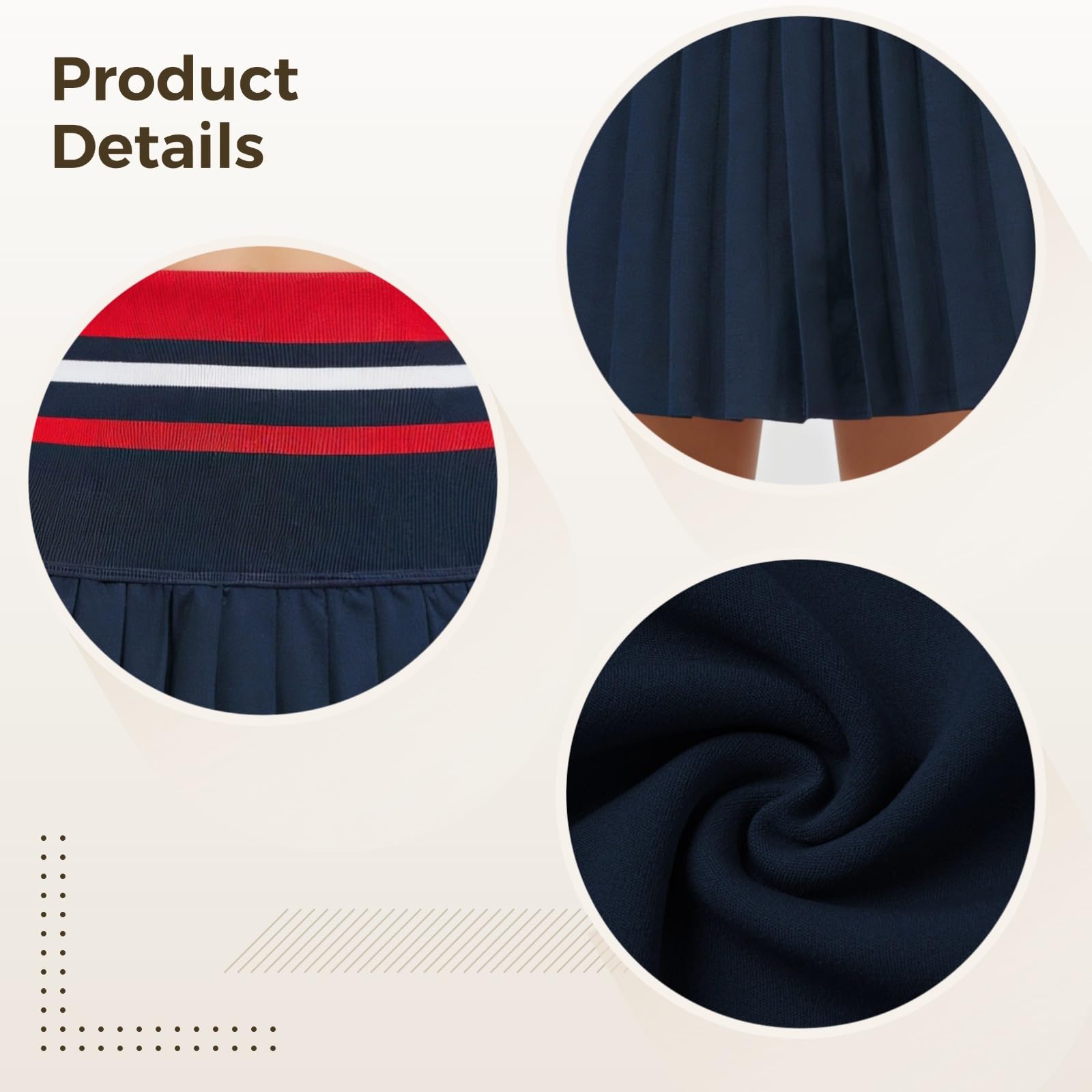 Elegante falda de tenis plisada con cintura elástica, cintura alta, pantalones cortos integrados para mujer, mezcla suave de nailon y elastano, ideal para deportes y salidas casuales, azul marino