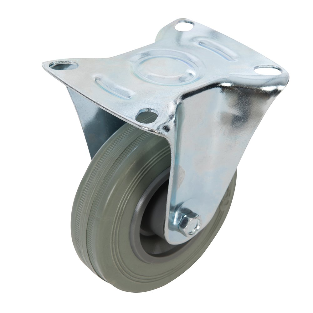Fixman 873019 100mm NonMarking Rubber Fixed Castor 70kg Load Capacity