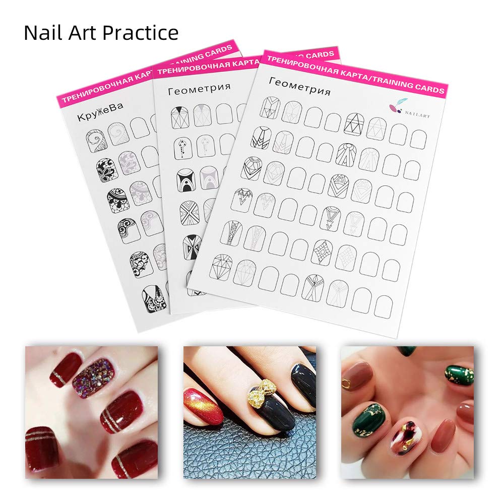 Pratica delle nail art libro di allenamento manicure carte da disegno facili da pulire per il design per nail art per principianti 12 fogli