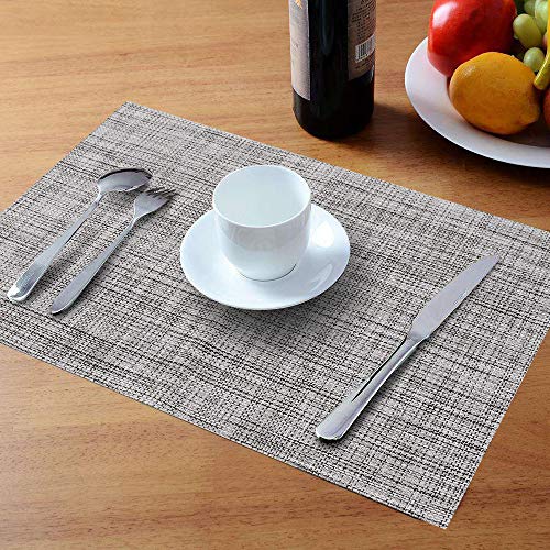 Homedge Pvc Placemat, 4 Pcs Of Non-Slip Place Mats, Washable Vinyl Placemats, Set Of 4 – Gray #TOP7