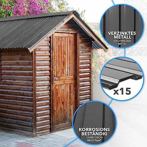 Miniatura 6 de Karat - 15 Láminas Trapezoidales De 115 X 45 Cm - Juego De Chapa Perfilada Con Tornillos - 7,7 M - Grosor 0,25 Mm - Placas De Techo De Chapa De Acero Para Revestimiento De Pared Gris