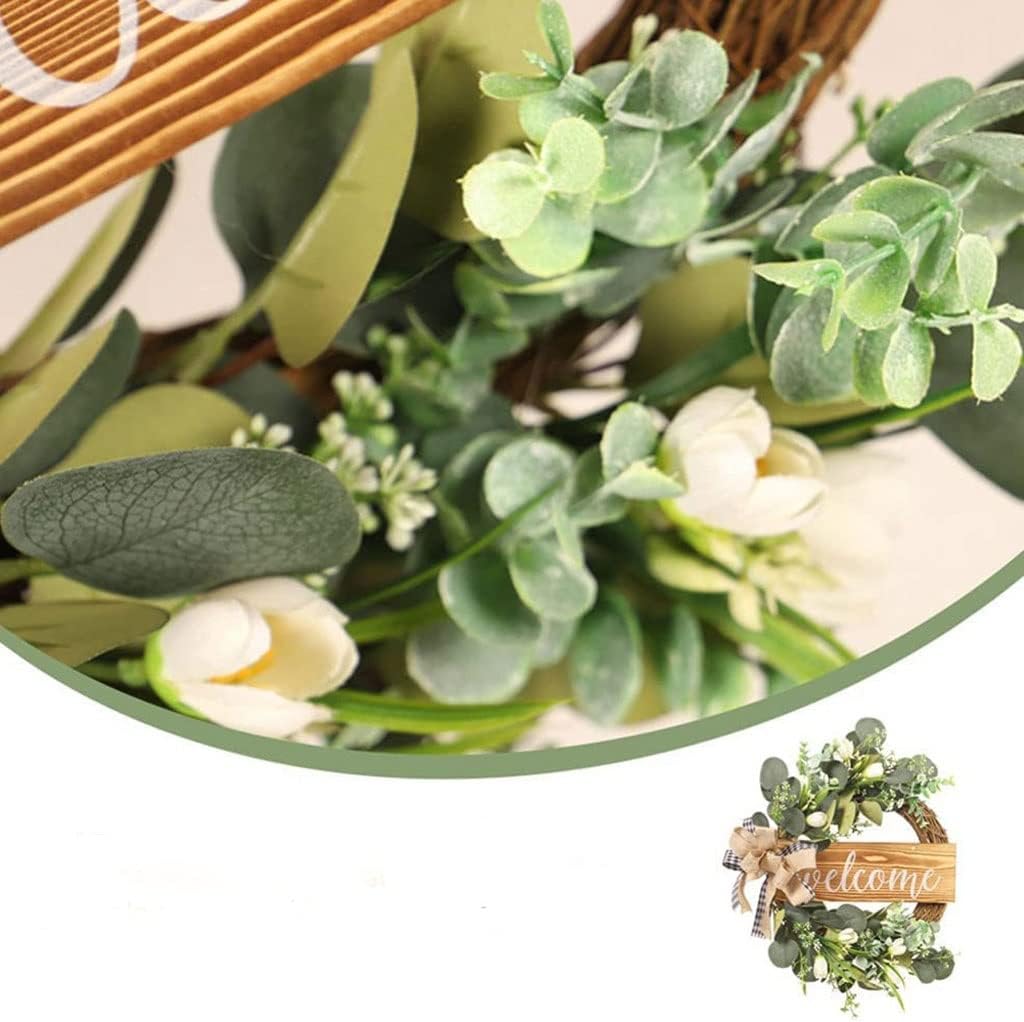 Eucalyptu Wreath for Front Door Artificial Eucalyptus Leaf Garland Welcome Sign Porch Decoration