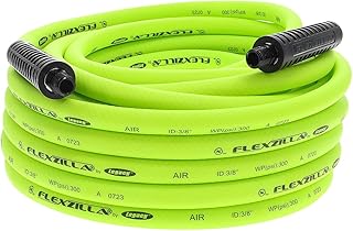 Flexzilla Air Hose, 3/8 in. x 50 ft., 1/4 in. MNPT Fittings, Heavy Duty, Lightweight, Hybrid, ZillaGreen - HFZ3850YW2