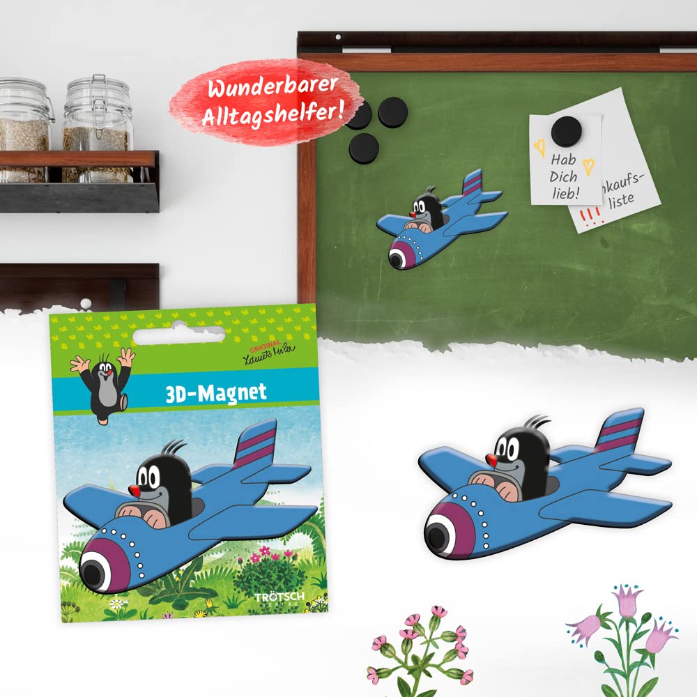 Trötsch Der kleine Maulwurf Magnet Maulwurf Flugzeug: Magnet für Kühlschrank Whiteboards oder Büroschränke