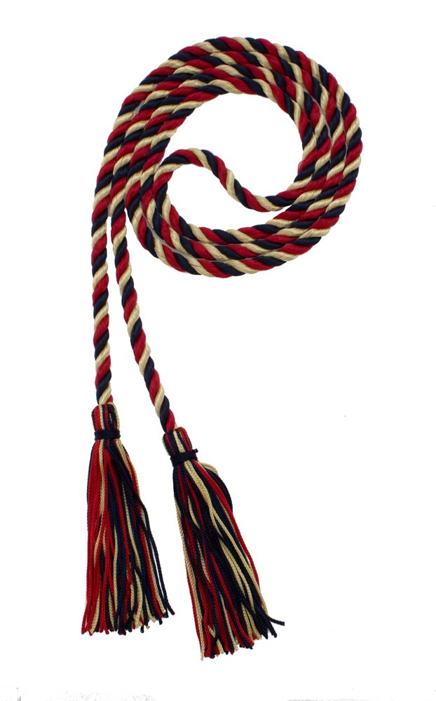 Tassel Depot Graduation Honor Cord - Navy/Red/Old Gold - Every School Color Available - Made In Usa